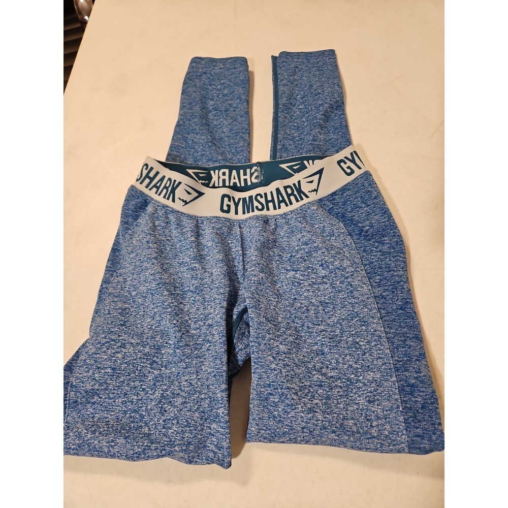 Gymshark Flex Leggings Size Medium Low Rise Blue DRY Moisture Management (1801